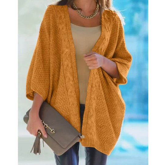 Damen Grobstrick Cardigan mit offener Front und lässigem Schnitt Heidi-Mode