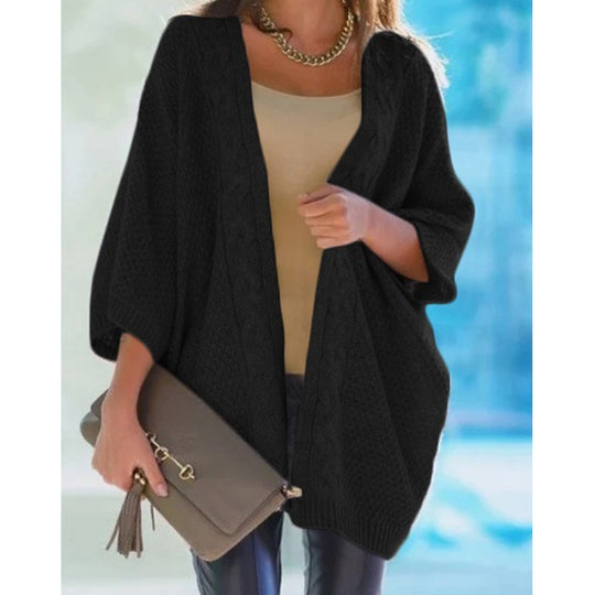 Damen Grobstrick Cardigan mit offener Front und lässigem Schnitt Heidi-Mode