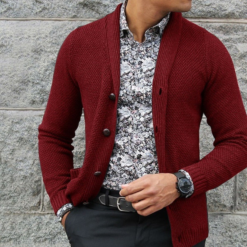 Herren Strickjacke mit strukturiertem Muster und eleganten Knopfdetails Heidi-Mode