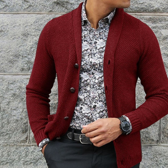 Herren Strickjacke mit strukturiertem Muster und eleganten Knopfdetails Heidi-Mode