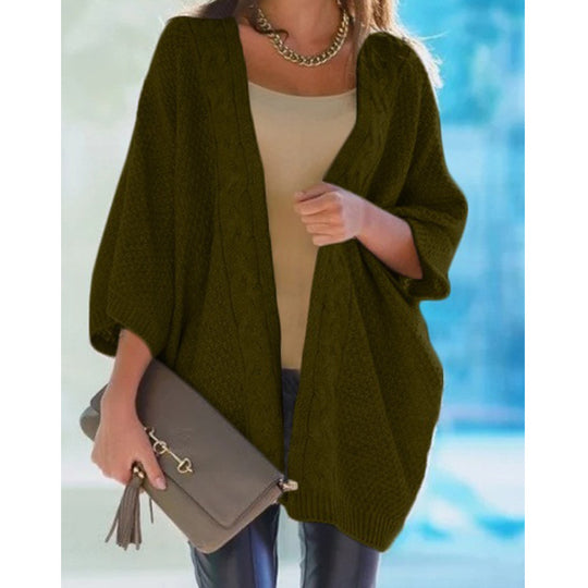 Damen Grobstrick Cardigan mit offener Front und lässigem Schnitt Heidi-Mode