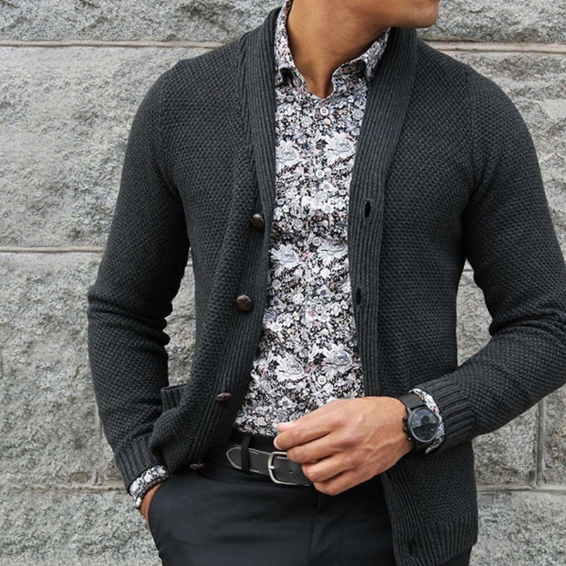 Herren Strickjacke mit strukturiertem Muster und eleganten Knopfdetails Heidi-Mode