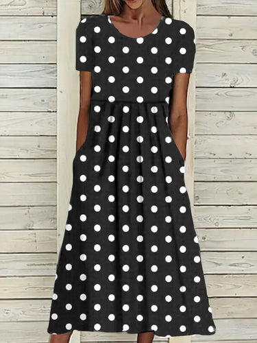 – midikleid mit polka dots für frühling/sommer