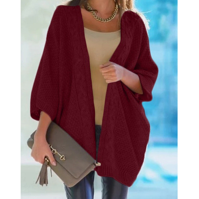 Damen Grobstrick Cardigan mit offener Front und lässigem Schnitt Heidi-Mode