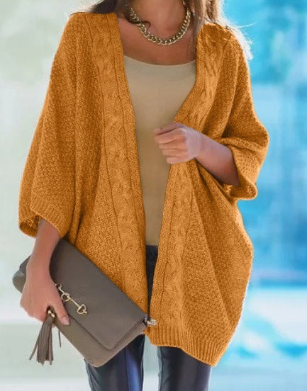 Damen Grobstrick Cardigan mit offener Front und lässigem Schnitt Heidi-Mode