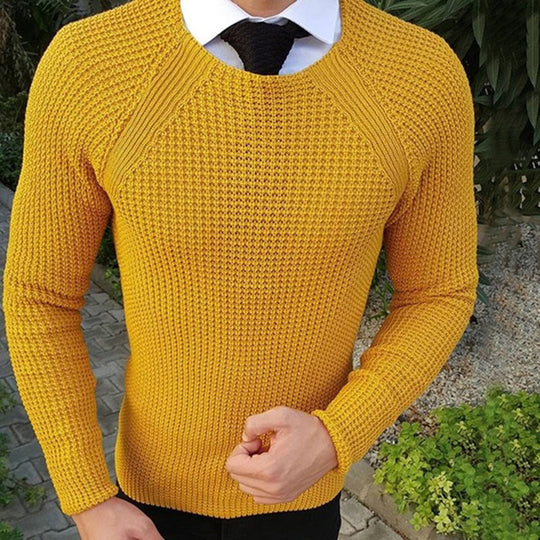 Herren lässiger Grobstrickpullover mit strukturiertem Muster Heidi-Mode