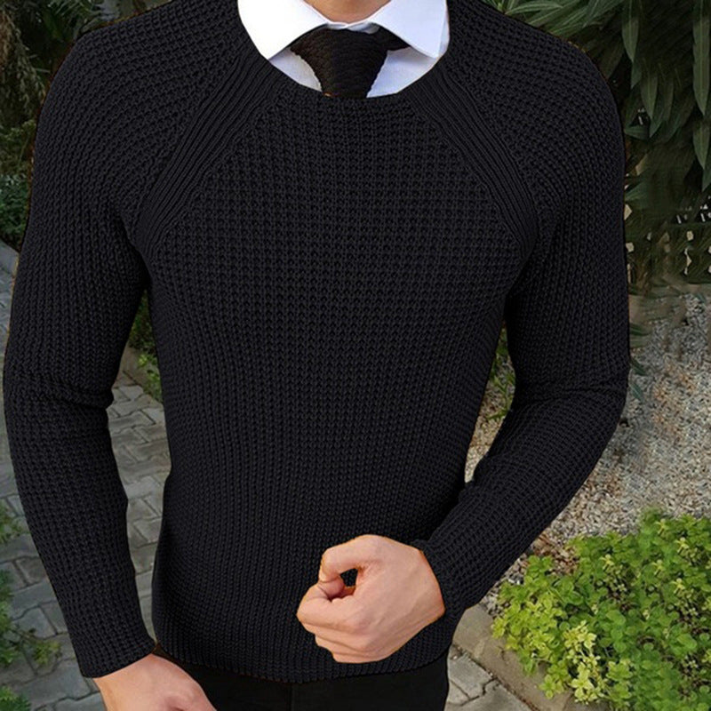 Herren lässiger Grobstrickpullover mit strukturiertem Muster Heidi-Mode