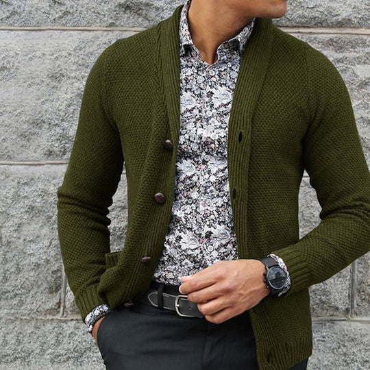 Herren Strickjacke mit strukturiertem Muster und eleganten Knopfdetails Heidi-Mode