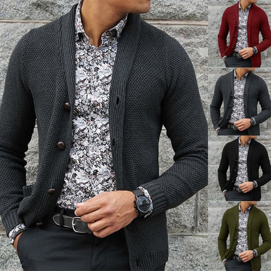 Herren Strickjacke mit strukturiertem Muster und eleganten Knopfdetails Heidi-Mode