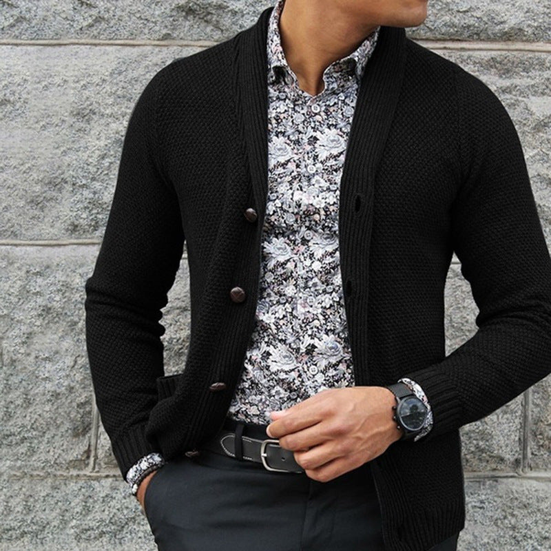 Herren Strickjacke mit strukturiertem Muster und eleganten Knopfdetails Heidi-Mode