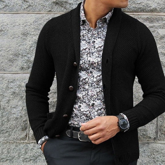 Herren Strickjacke mit strukturiertem Muster und eleganten Knopfdetails Heidi-Mode