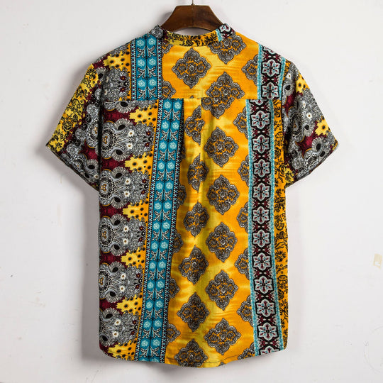 Herren Kurzarmhemd im stilvollen Ethno-Design Heidi-Mode