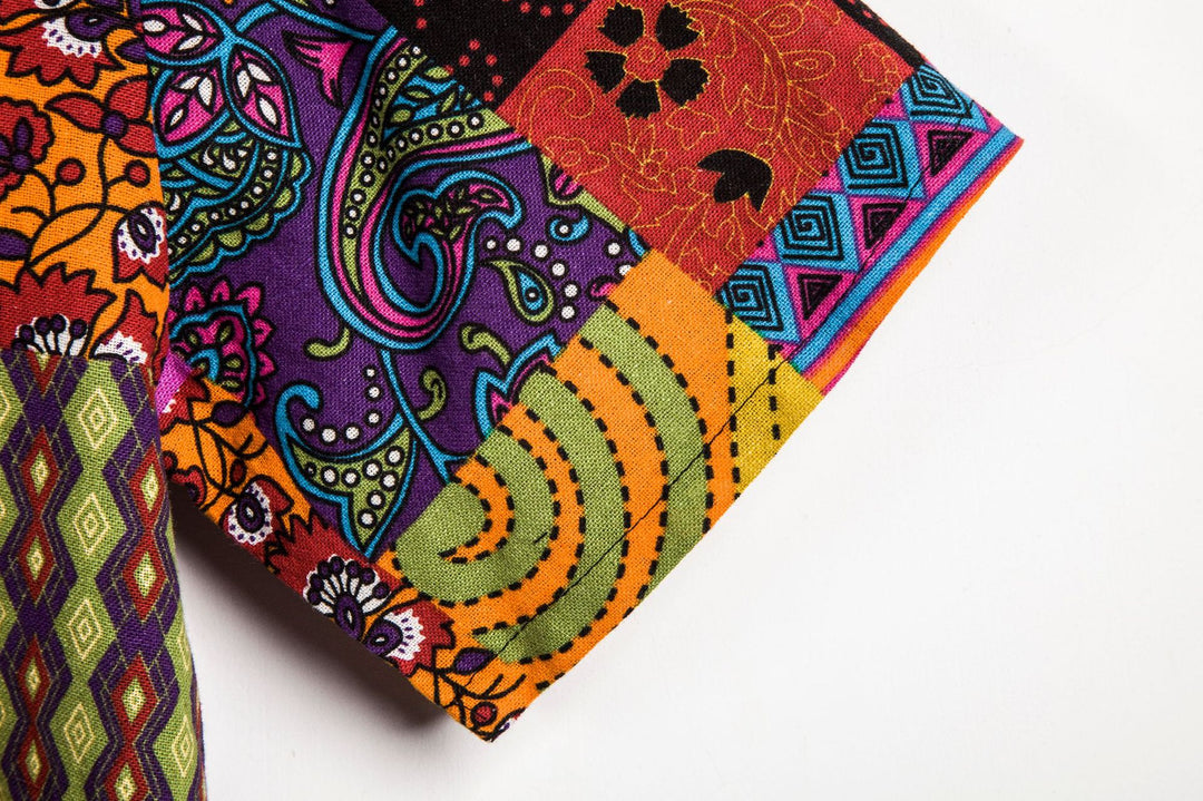 Herren Kurzarmhemd mit buntem Patchwork-Design Heidi-Mode