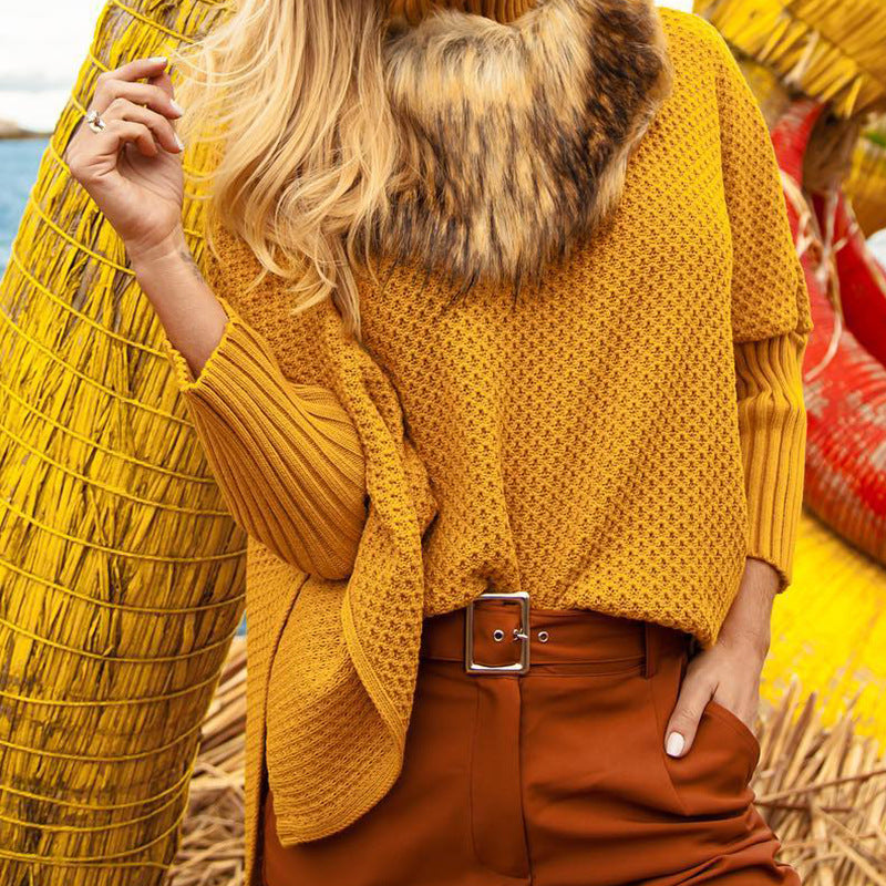 Damen Oversized Rollkragenpullover mit strukturiertem Strickdesign Heidi-Mode