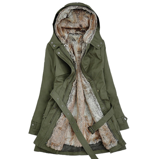 Damen Langer Winterparka mit weichem Innenfutter von Heidi-Mode