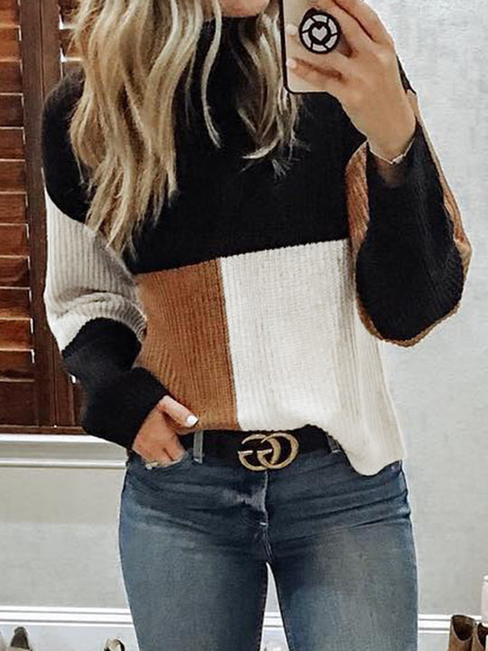 Damen Strickpullover mit modernen Blockstreifen Heidi-Mode