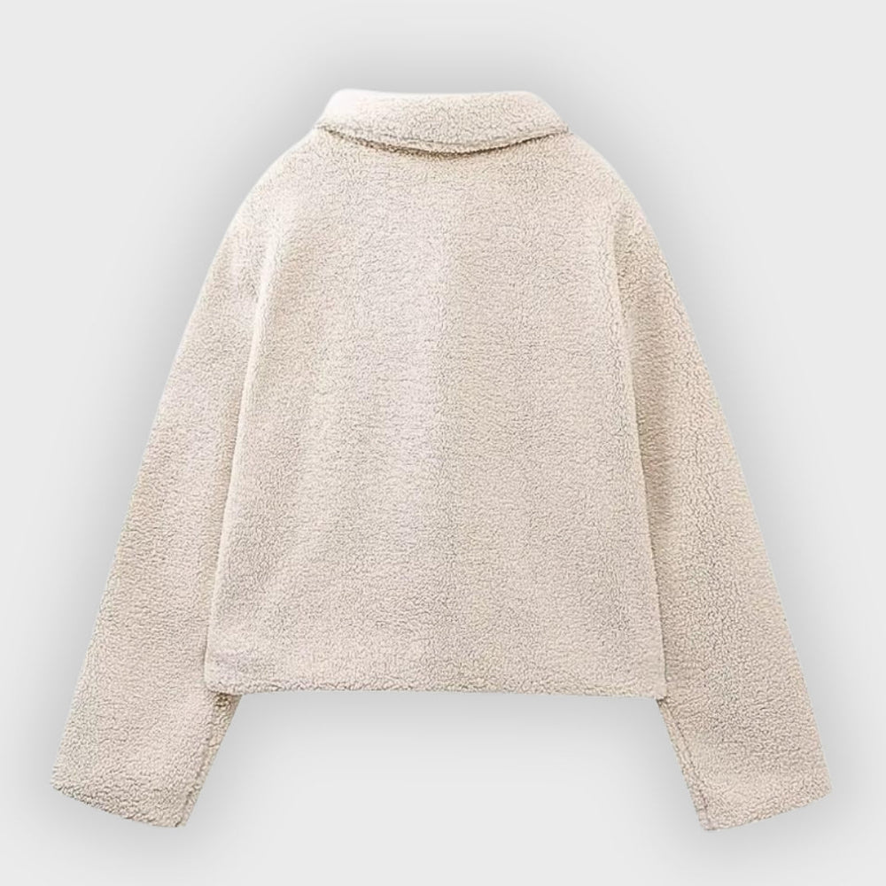 Heidi-Mode | Gekürzte Fleece Toggle Patch Pocket Jacke