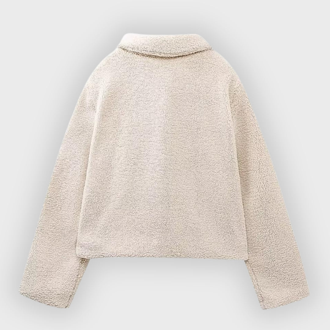 Heidi-Mode | Gekürzte Fleece Toggle Patch Pocket Jacke