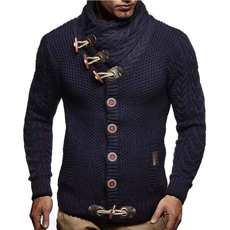 Herren Strickjacke mit asymmetrischem Kragen Heidi-Mode