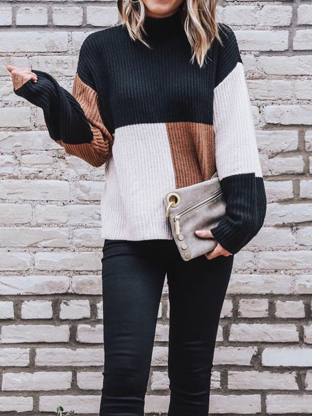 Damen Strickpullover mit modernen Blockstreifen Heidi-Mode