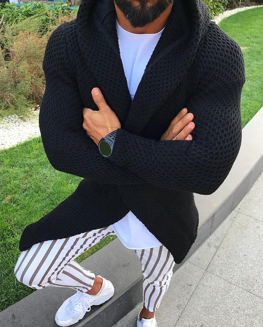 Herren lässiger Strickmantel mit strukturiertem Design und großzügigen Taschen Heidi-Mode