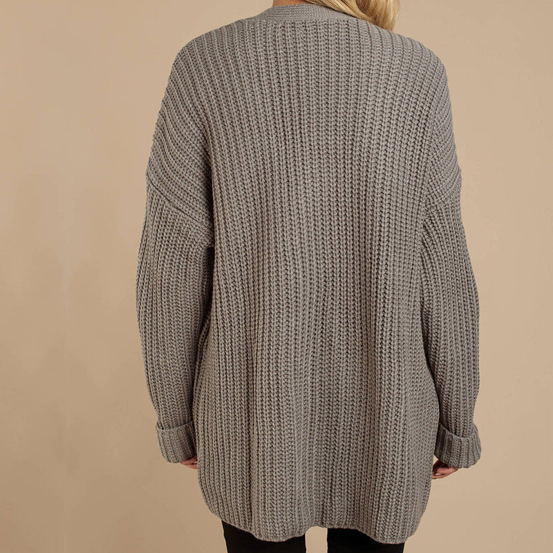 Damen lässiger Strickmantel mit oversized Schnitt und strukturiertem Gewebe Heidi-Mode