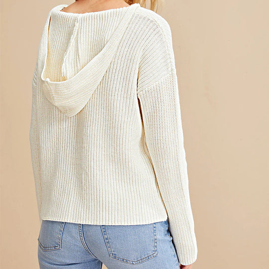 Damen modischer V-Ausschnitt Pullover mit strukturierter Stricktextur Heidi-Mode