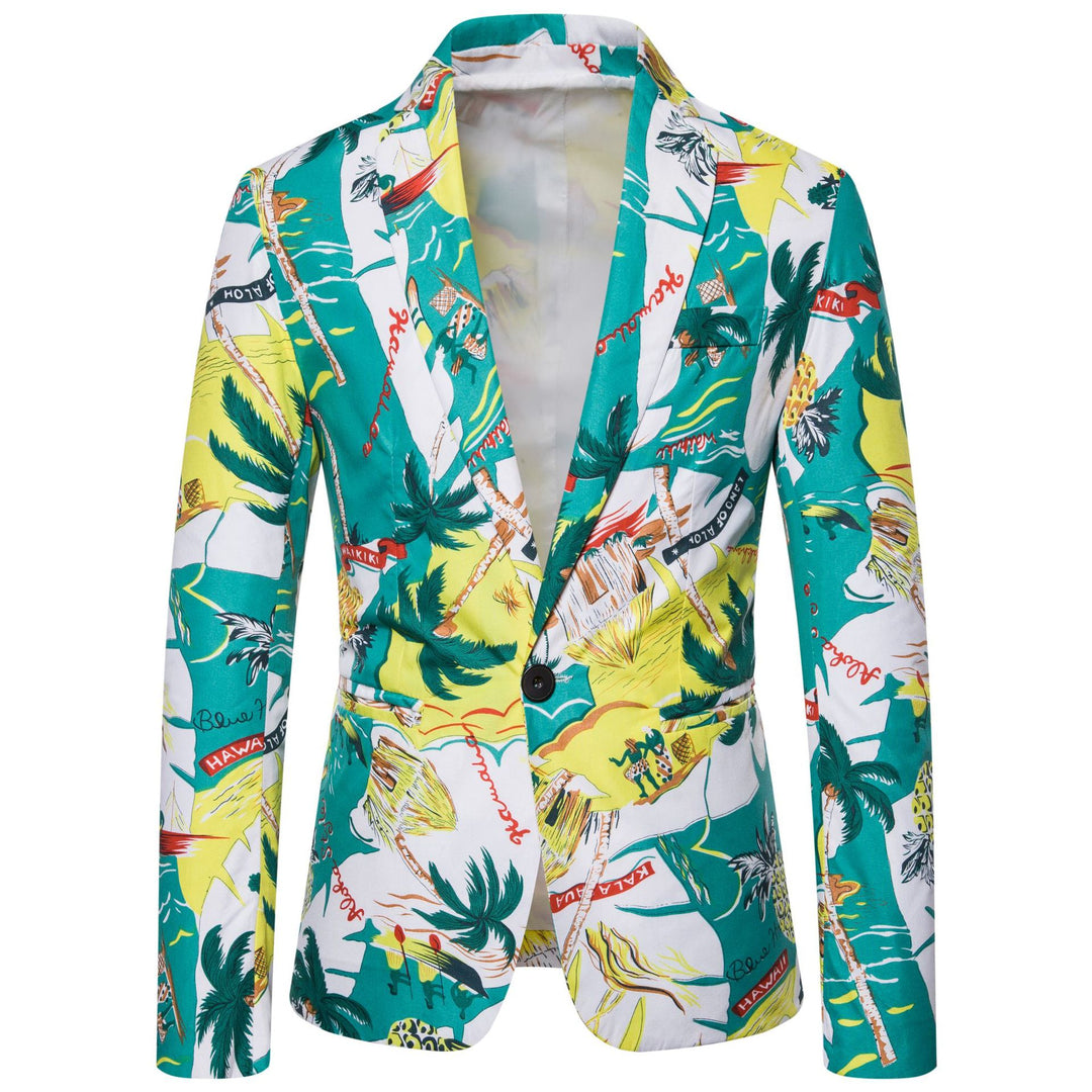 Damen Blazer mit exotischem Pflanzenmuster und modernem Schnitt Heidi-Mode