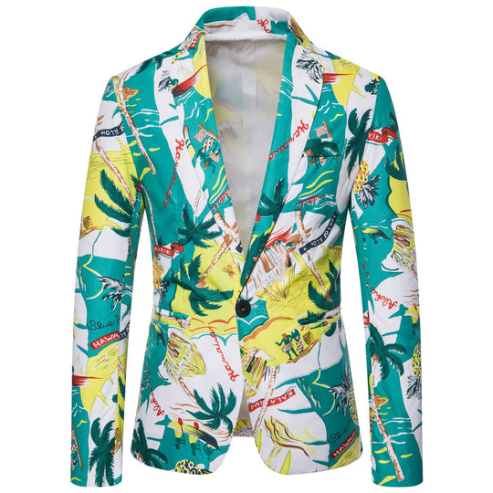 Damen Blazer mit exotischem Pflanzenmuster und modernem Schnitt Heidi-Mode