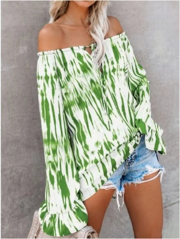 Damen Freizeitbluse mit Off-Shoulder Schnitt und lässigen Rüschendetails Heidi-Mode
