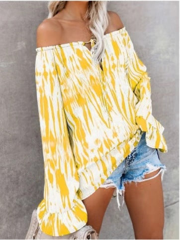 Damen Freizeitbluse mit Off-Shoulder Schnitt und lässigen Rüschendetails Heidi-Mode