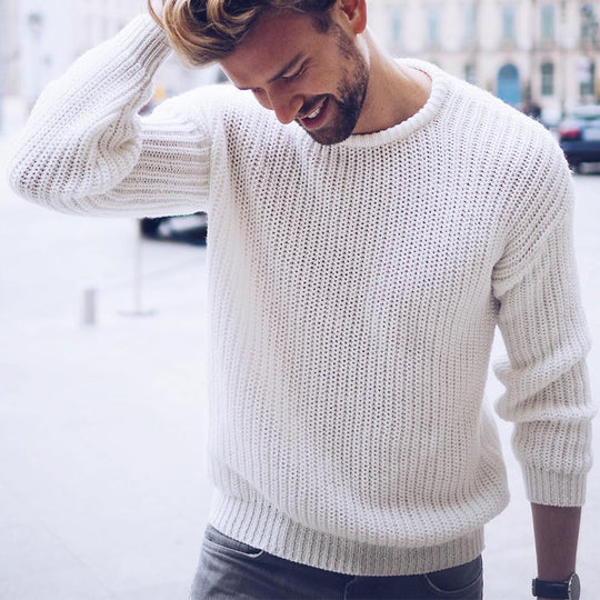 Herren lässiger Strickpullover mit modernen Strukturen Heidi-Mode