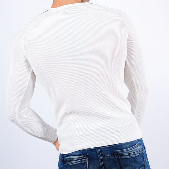 Herren körperbetontes Langarmshirt mit strukturiertem Design Heidi-Mode