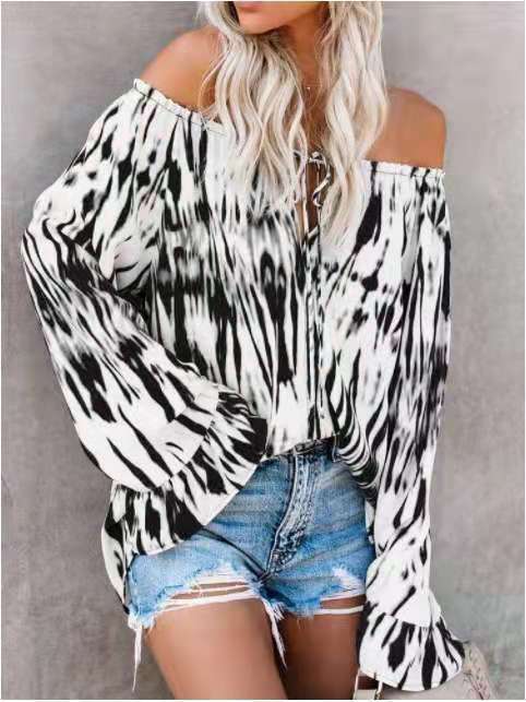 Damen Freizeitbluse mit Off-Shoulder Schnitt und lässigen Rüschendetails Heidi-Mode
