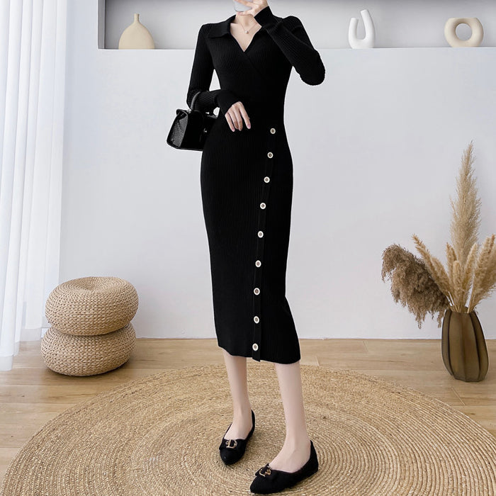 Heidi-Mode | Bodycon Über Das Knie Hüftbedeckendes Strickkleid