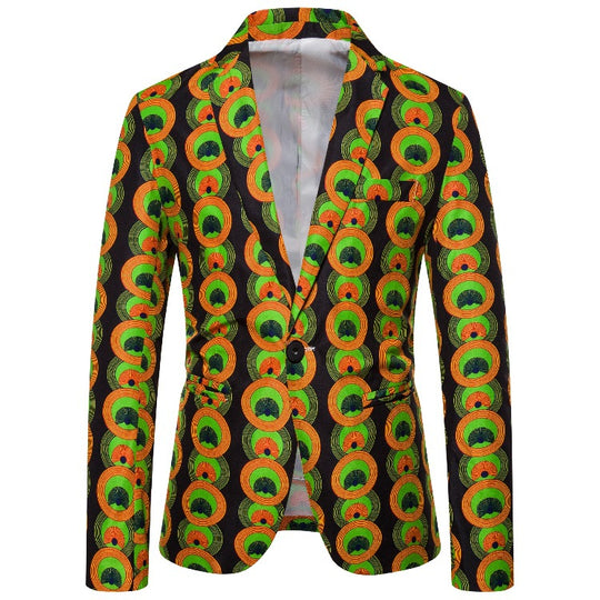 Damen Blazer mit auffälligem afrikanischem Muster und taillierter Passform Heidi-Mode