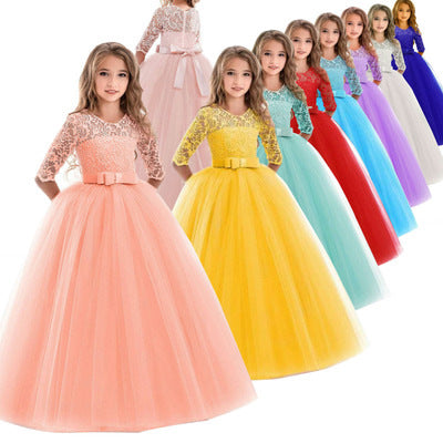 Damen Prinzessinnenkleid mit Spitzenoberteil und Tüllrock Heidi-Mode