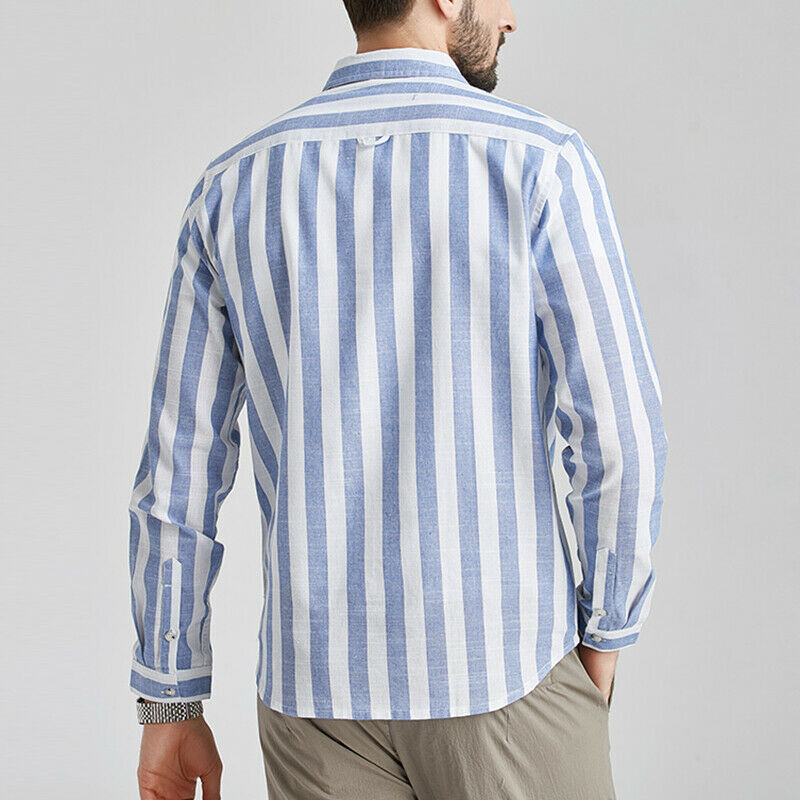 Herren gestreifte Hemdjacke aus leichtem Baumwollstoff Heidi-Mode