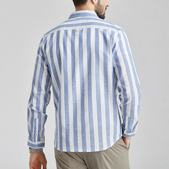 Herren gestreifte Hemdjacke aus leichtem Baumwollstoff Heidi-Mode