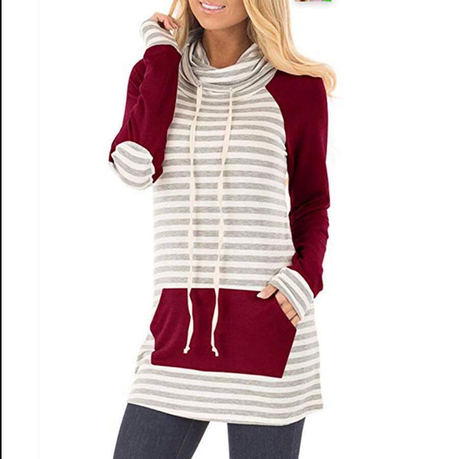 Femme Langarm Cowl Neck Tunika Top mit Känguru-Tasche Heidi-Mode