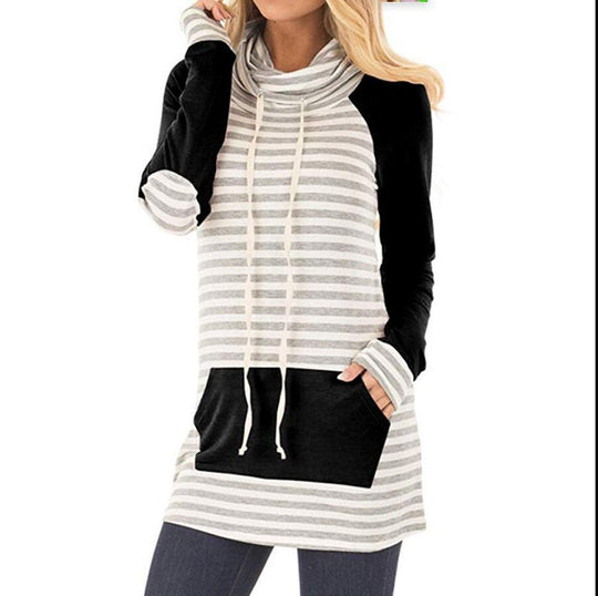 Femme Langarm Cowl Neck Tunika Top mit Känguru-Tasche Heidi-Mode