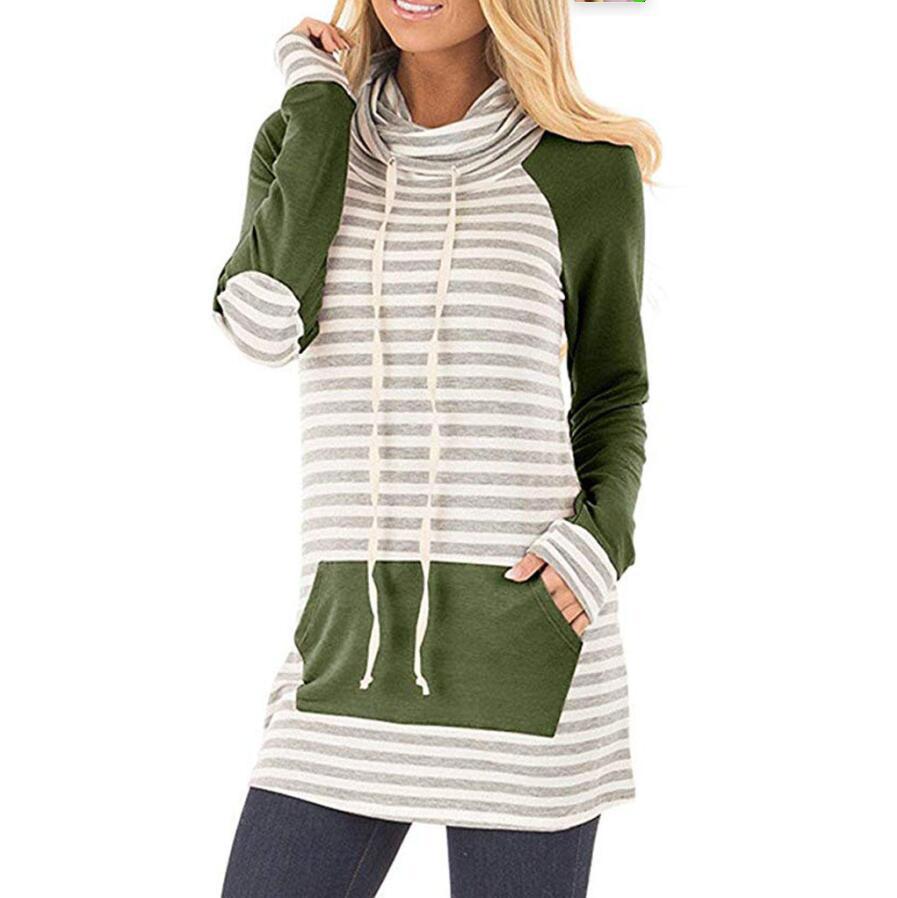 Femme Langarm Cowl Neck Tunika Top mit Känguru-Tasche Heidi-Mode