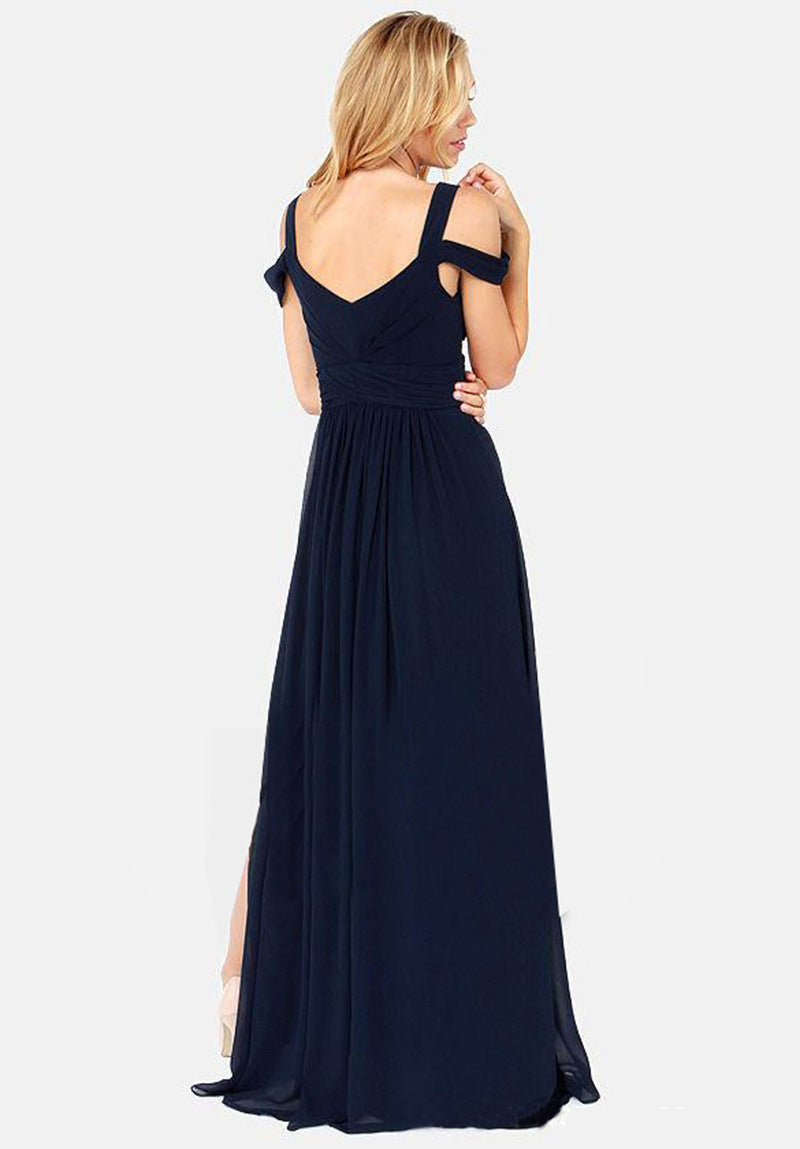 Heidi-Mode | Damenkleid mit Offener Schulter und Schlitz In Maxilänge Sommer