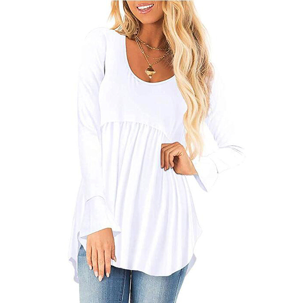 Damen weites Langarmshirt mit asymmetrischem Saum und lässigem Schnitt Heidi-Mode