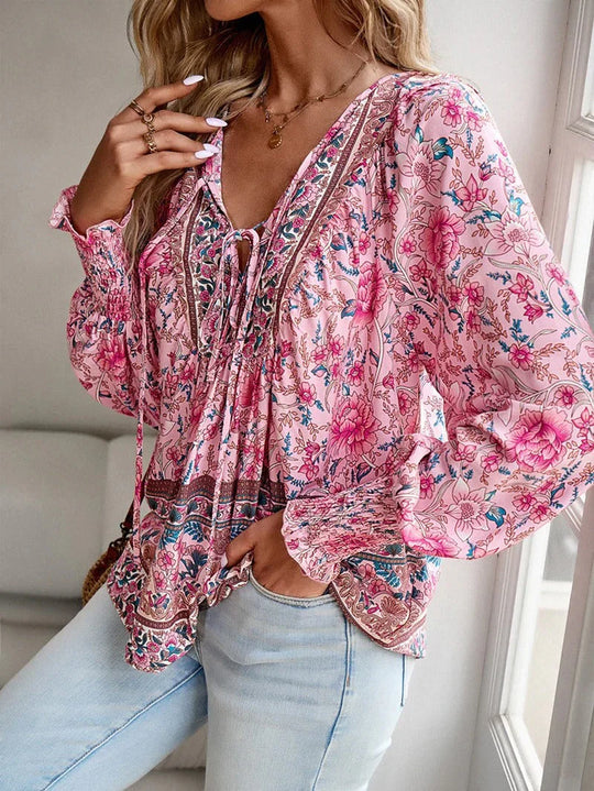 Heidi-Mode | Blumenbluse Mit Langen Ärmeln Für Damen