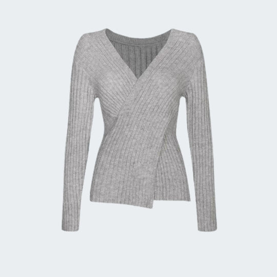 Damen-Strickpullover in Wickeloptik