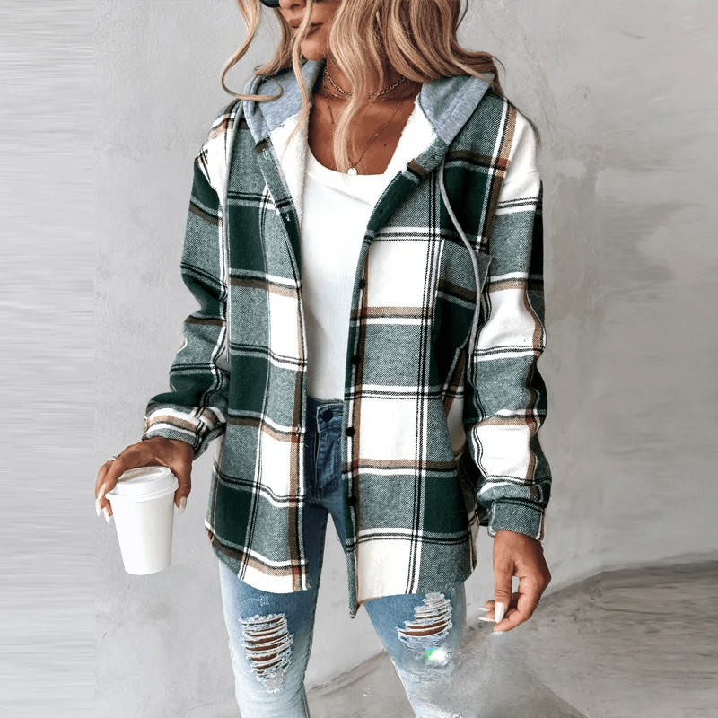 Heidi-Mode | Gestreifte Kapuzenstrickjacke