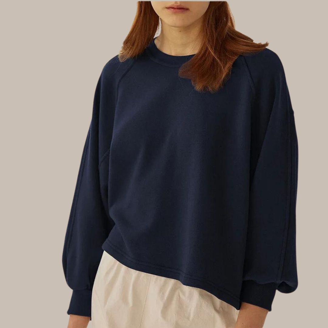 sweatshirt met ronde hals en ballonmouwen