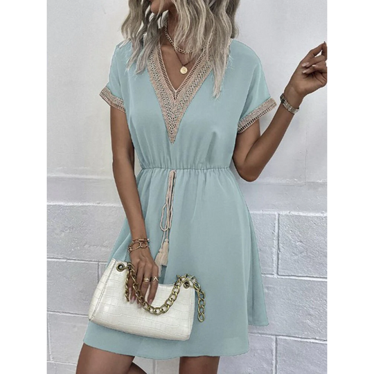 Heidi-Mode | Flare Boho Kleid mit Kurzen Ärmeln