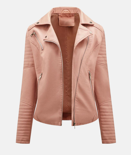 Heidi-Mode | Damen Lederjacke Ohne Kapuze Stilvolle Bikerjacke